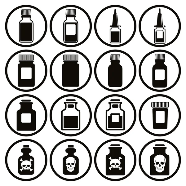 Set di icone per bottiglie mediche . — Vettoriale Stock