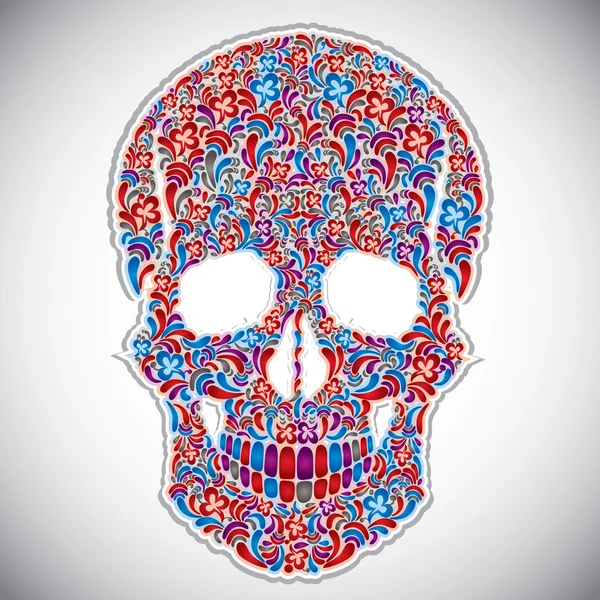 Ilustración del vector del cráneo floral . — Vector de stock