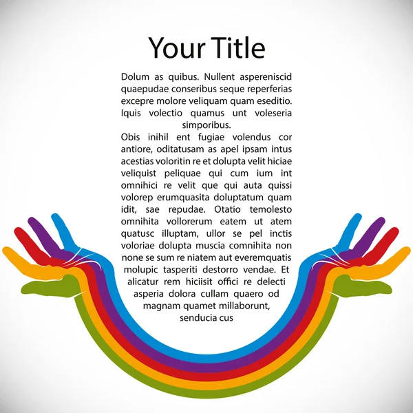 Design Hintergrund mit Regenbogen bemalten Händen. — Stockvektor