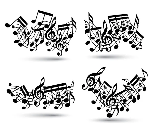Musical notes staff set. — Stock Vector