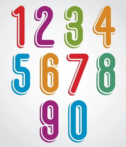 Rounded numbers set, vector collection. — Stock Vector