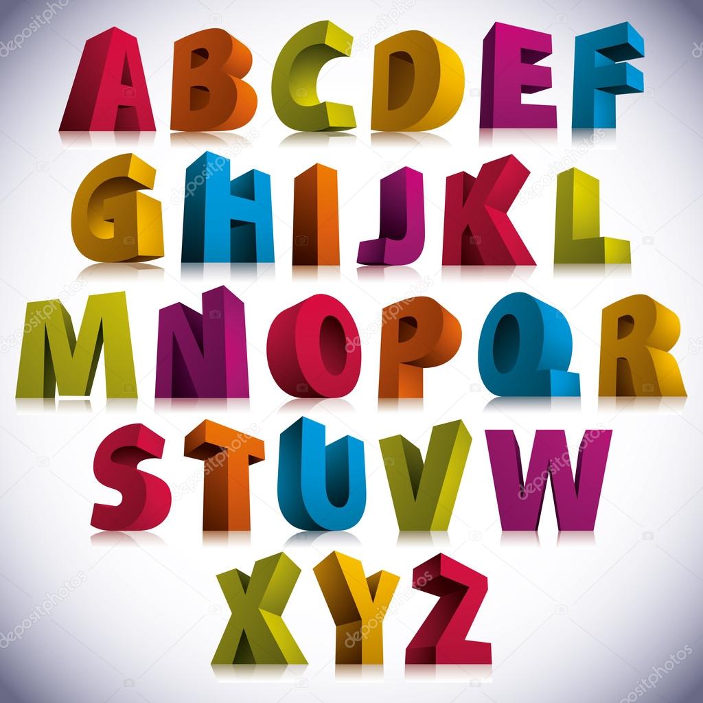 3D font, big colorful letters standing. Stock Vector Image by ©Ostapius