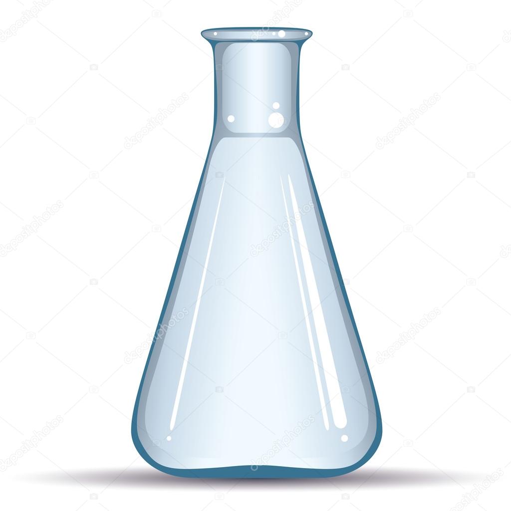 Empty chemical flask isolated on white background, vector illust