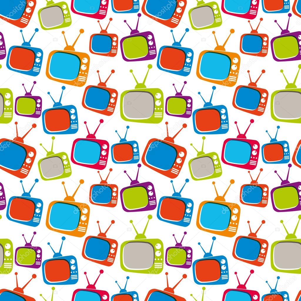 Colorful retro style TV sets seamless background, vector illustr