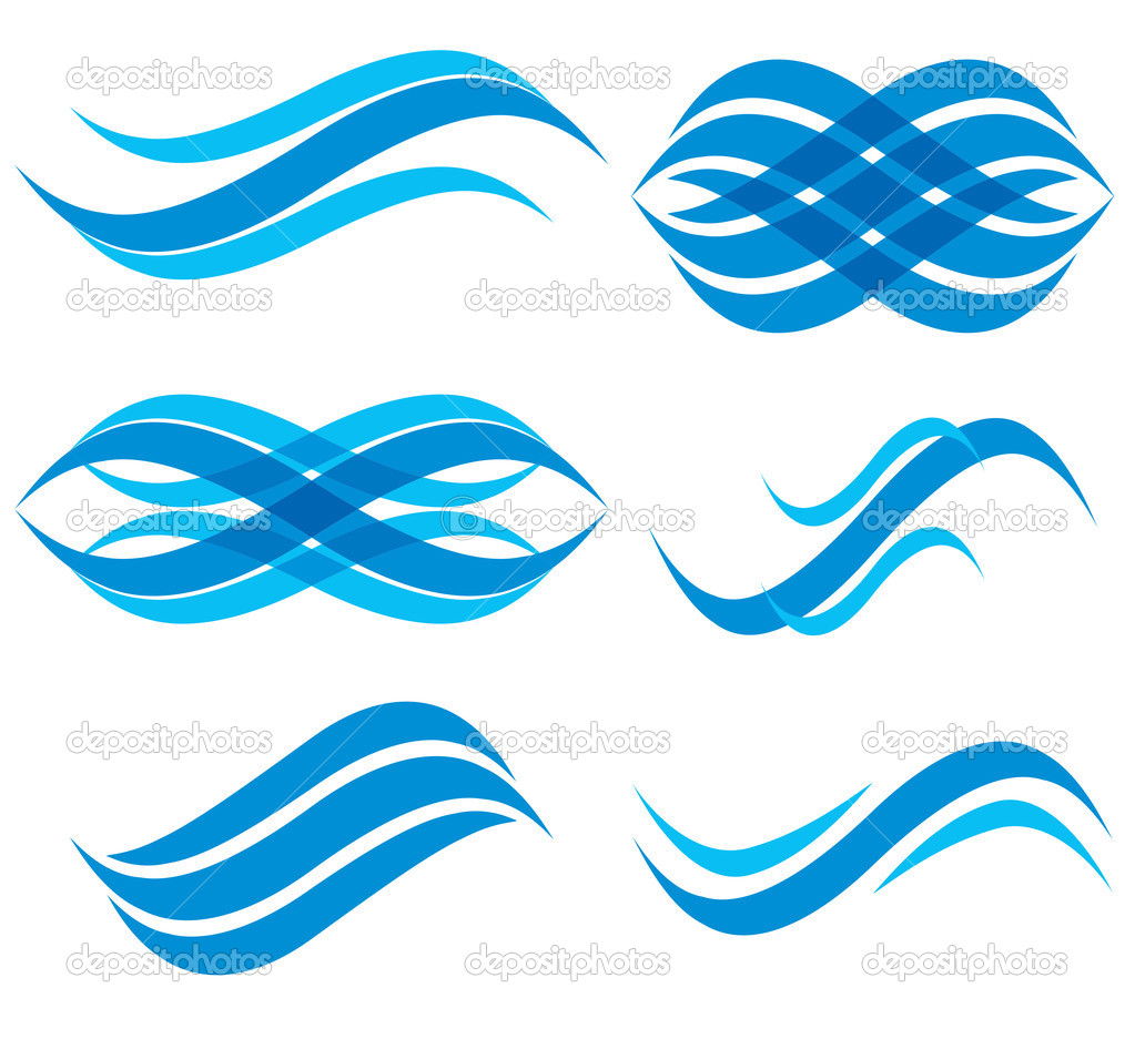 Wave symbols set, vector.