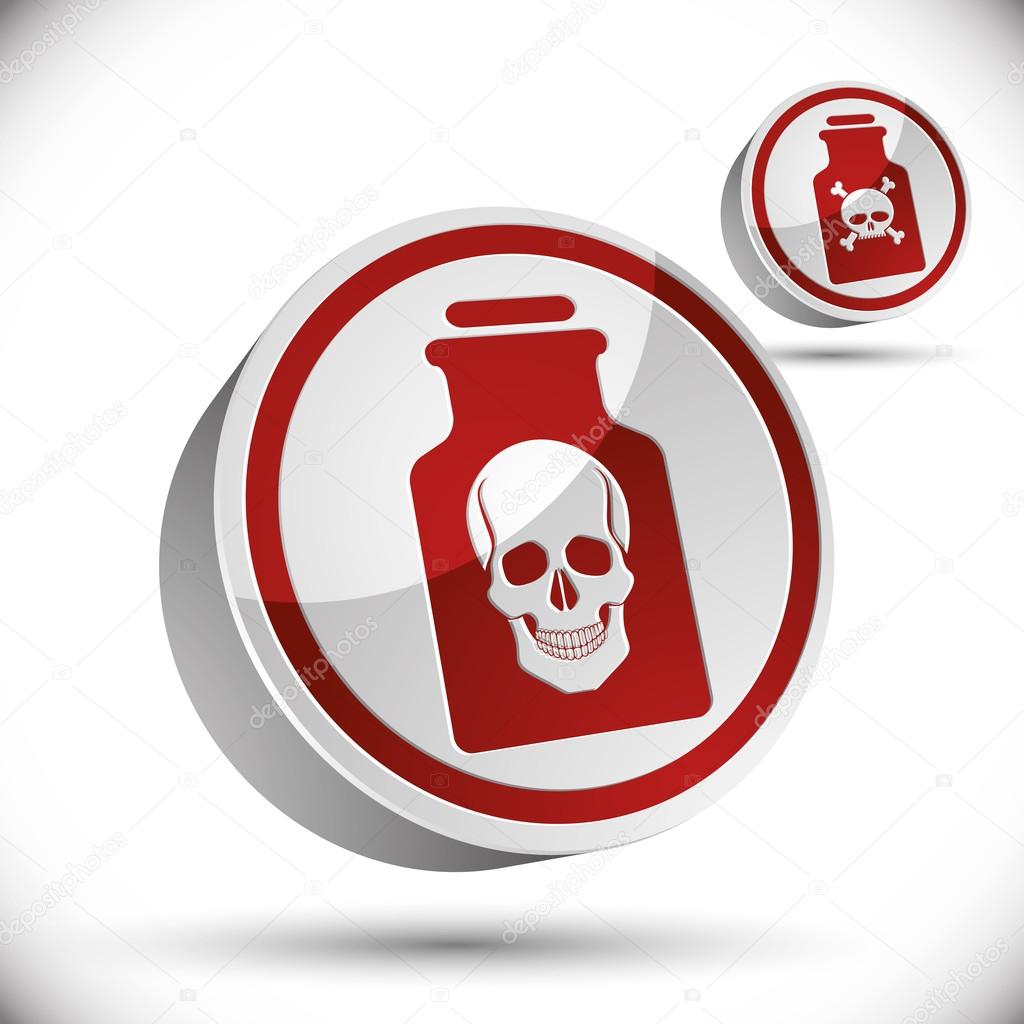 Poison bottle with skull 3d icon.