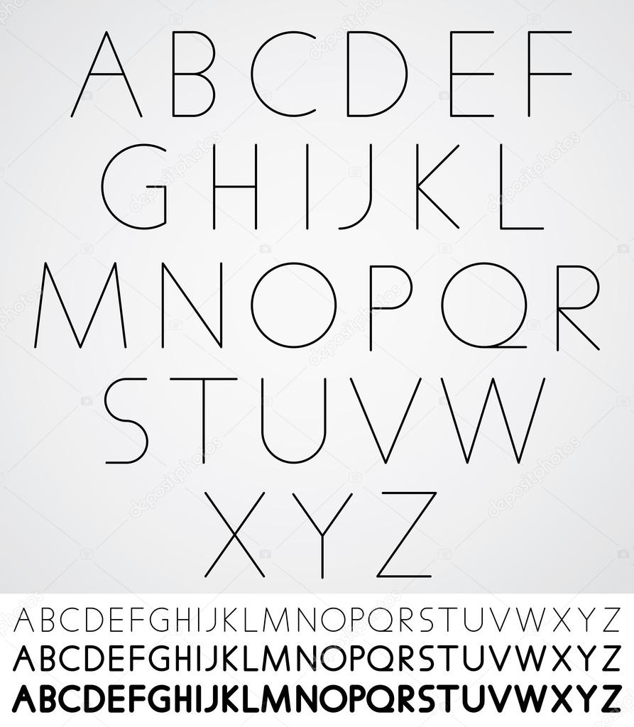 Elegant light font, vector alphabet letters design.