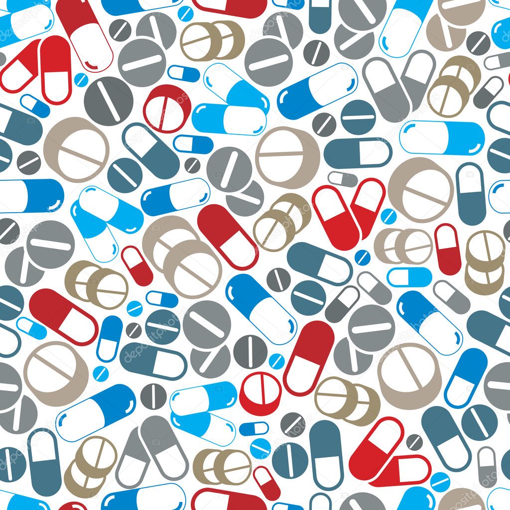 Medical pills seamless background.