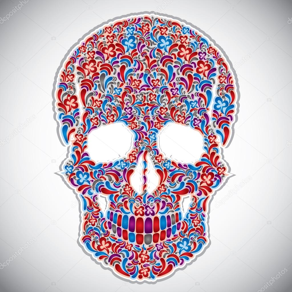 Floral skull vector illustration.