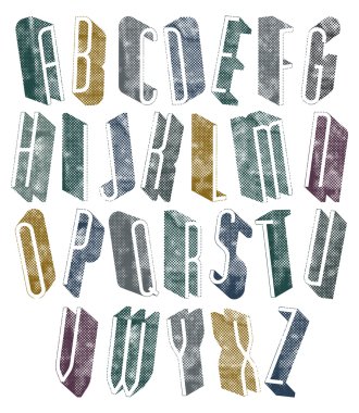 yarı tonlu noktalar doku ile 3D ince font.