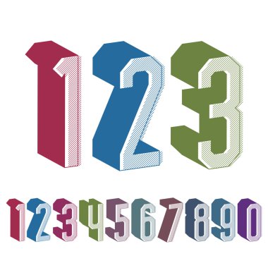 mavi ve yeşil renklerde 3D geometrik numaralarını ayarlayın.