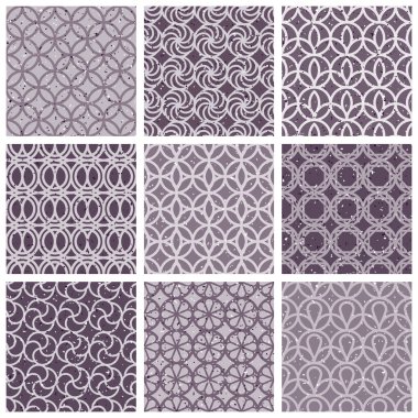 Monochrome violet vintage style tiles. clipart