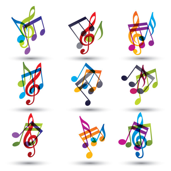 Musical notes abstract icons set.