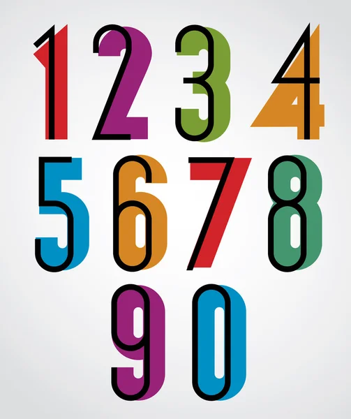 Retro numbers, bold condensed numerals set. — Stock Vector