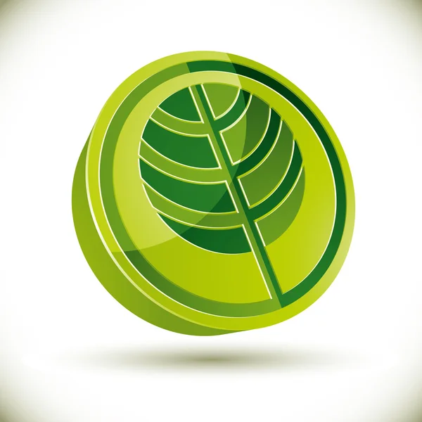 Tree 3d vector round icon. — Stock Vector