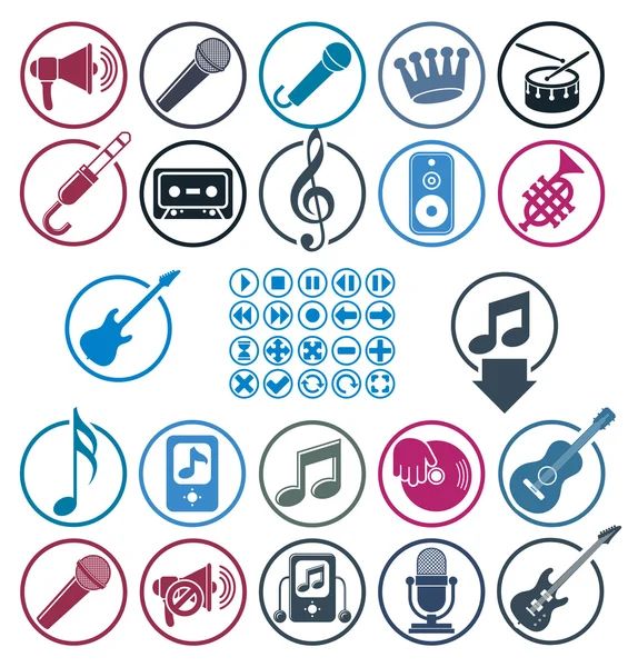 Muziek iconen set. — Stockvector