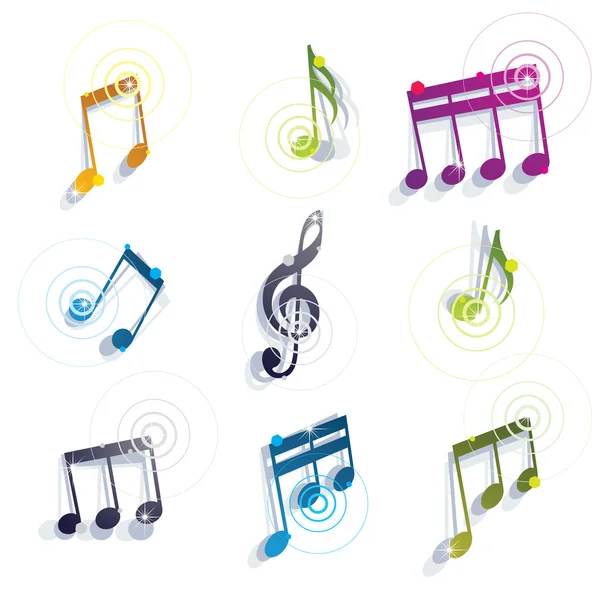 Set de iconos de notas musicales . — Vector de stock