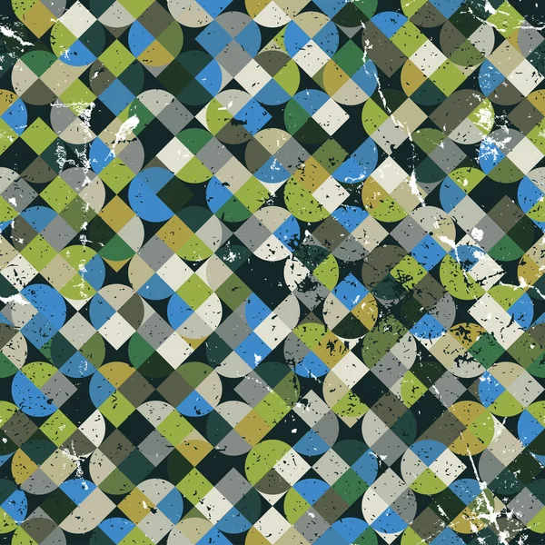 Fondo de mosaico envejecido sin costuras en colores verde y azul . — Archivo Imágenes Vectoriales