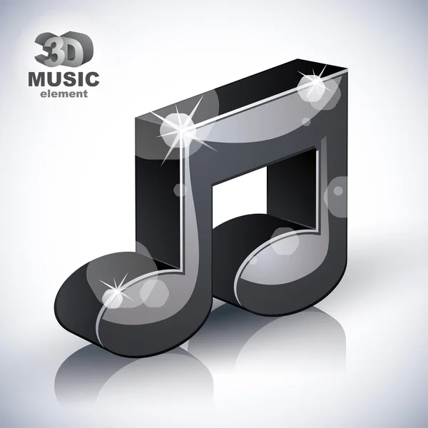 Funky nota musicale 3d icona in stile moderno isolato . — Vettoriale Stock