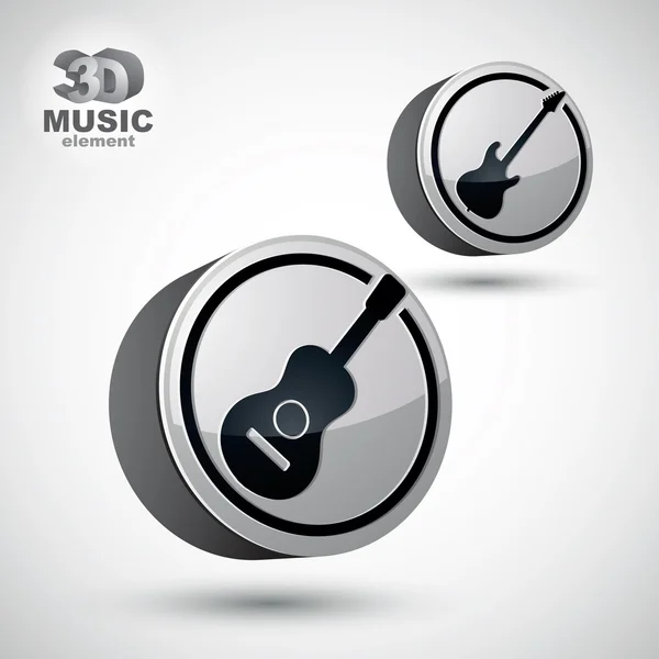 Guitar and electric guitar music icons isolated. — Stock Vector