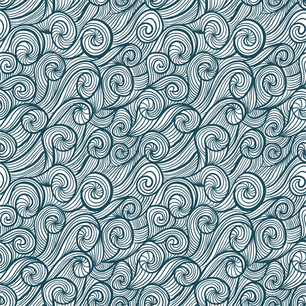 Vackra lockiga vågor seamless mönster. — Stock vektor