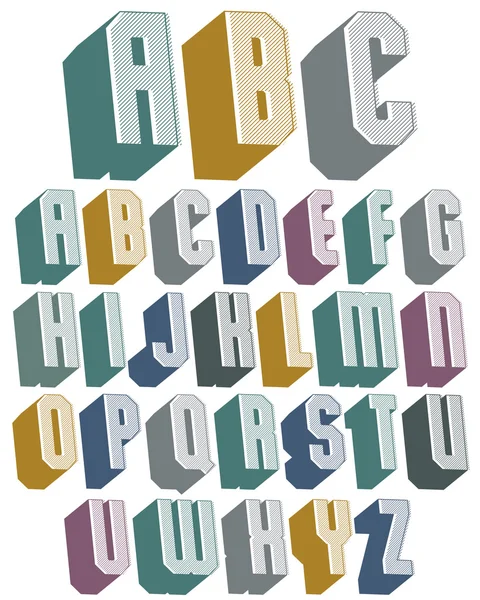 3D-lettertype met goede stijl, eenvoudige gevormde geometrische brieven alphabe — Stockvector