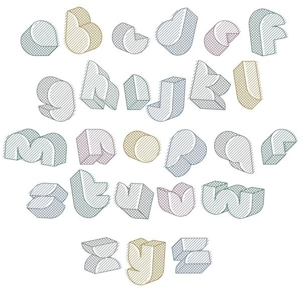 3D futurisztikus font, sorok textúrák. — Stock Vector