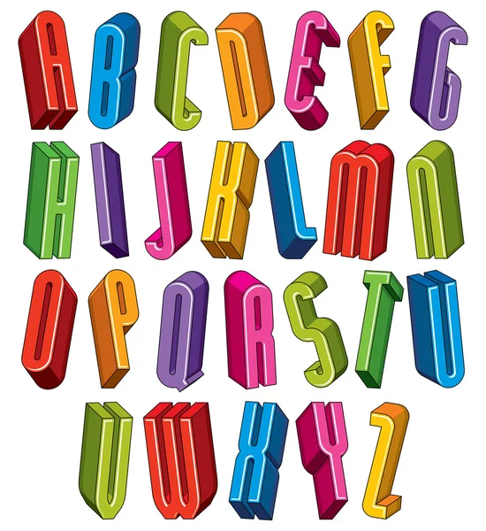 3D-lettertype, vector hoog dunne brieven. — Stockvector