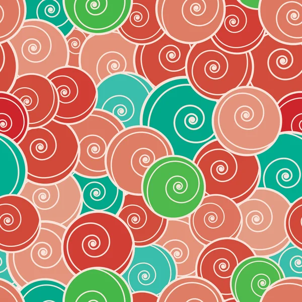 赤と緑のカールのシームレスなパターン. — ストックベクタ