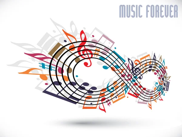 Forever music concept, infinity symbol made with musical notes a — Stock Vector