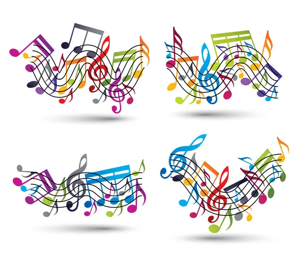 Musical notes staff set. — Stock Vector