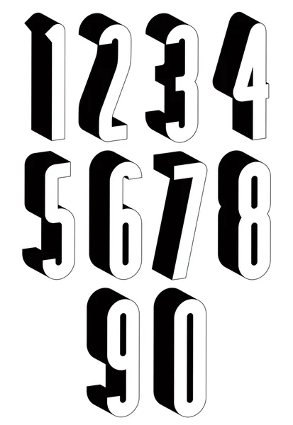3d чорно-білі високі номери . — стоковий вектор