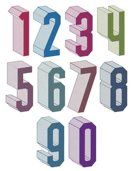 Numéros géométriques 3d dans les couleurs bleu et vert . — Image vectorielle