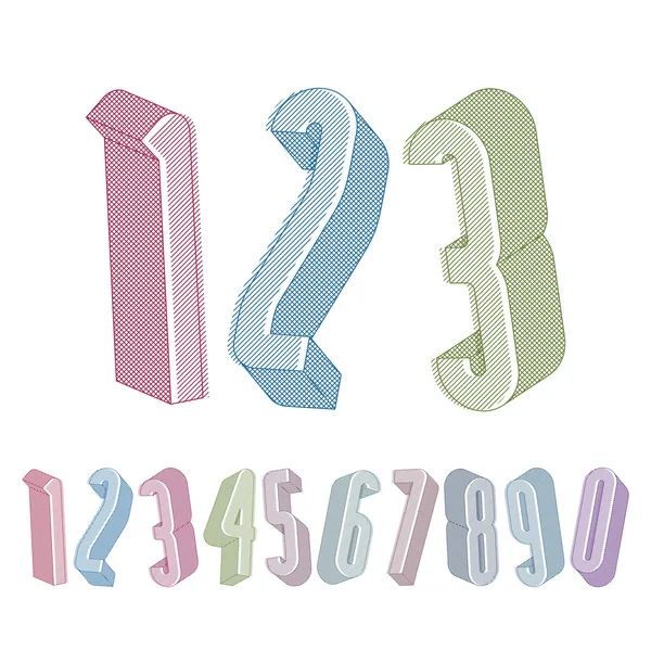 3d números altos adicionales conjunto con texturas de líneas . — Archivo Imágenes Vectoriales