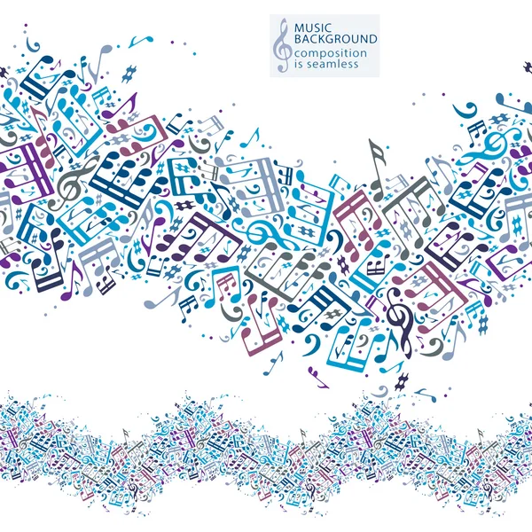 Music background with musical notes and seamless composition. — Stock Vector
