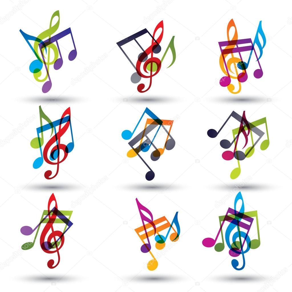 Musical notes abstract icons set.