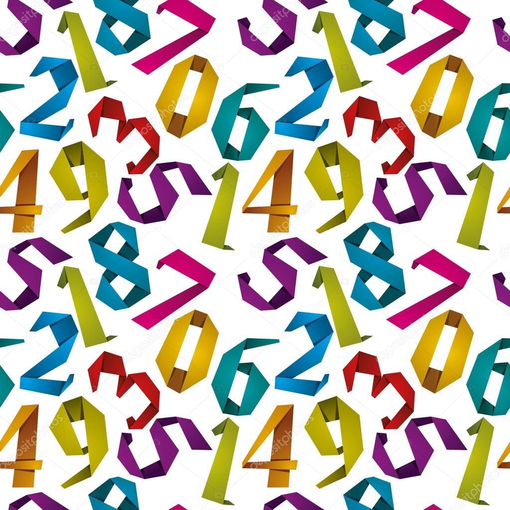Origami style numbers seamless background.