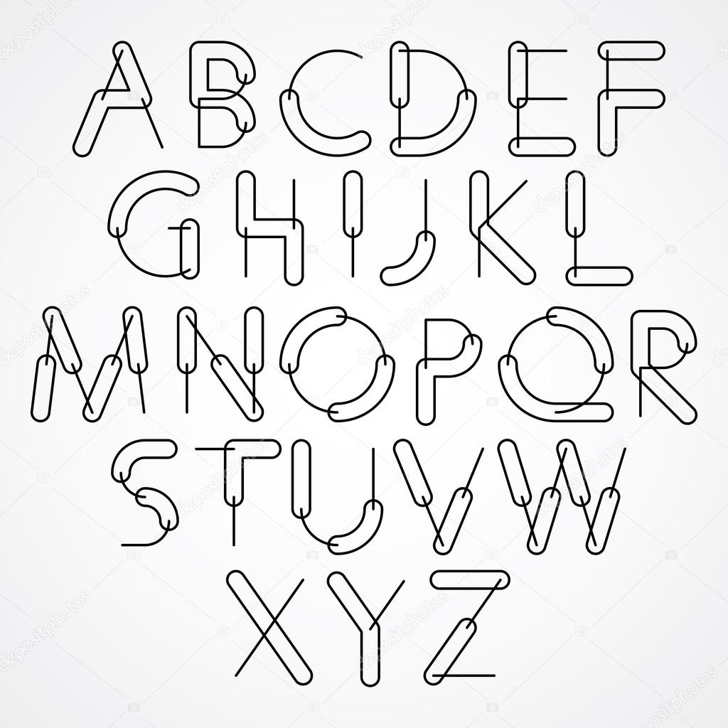 Fonte preta arredondada de pôster e números em fundo branco, letras  listradas retrô.