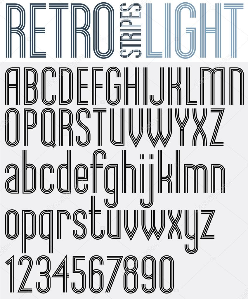 Retro triple line rounded bold font.