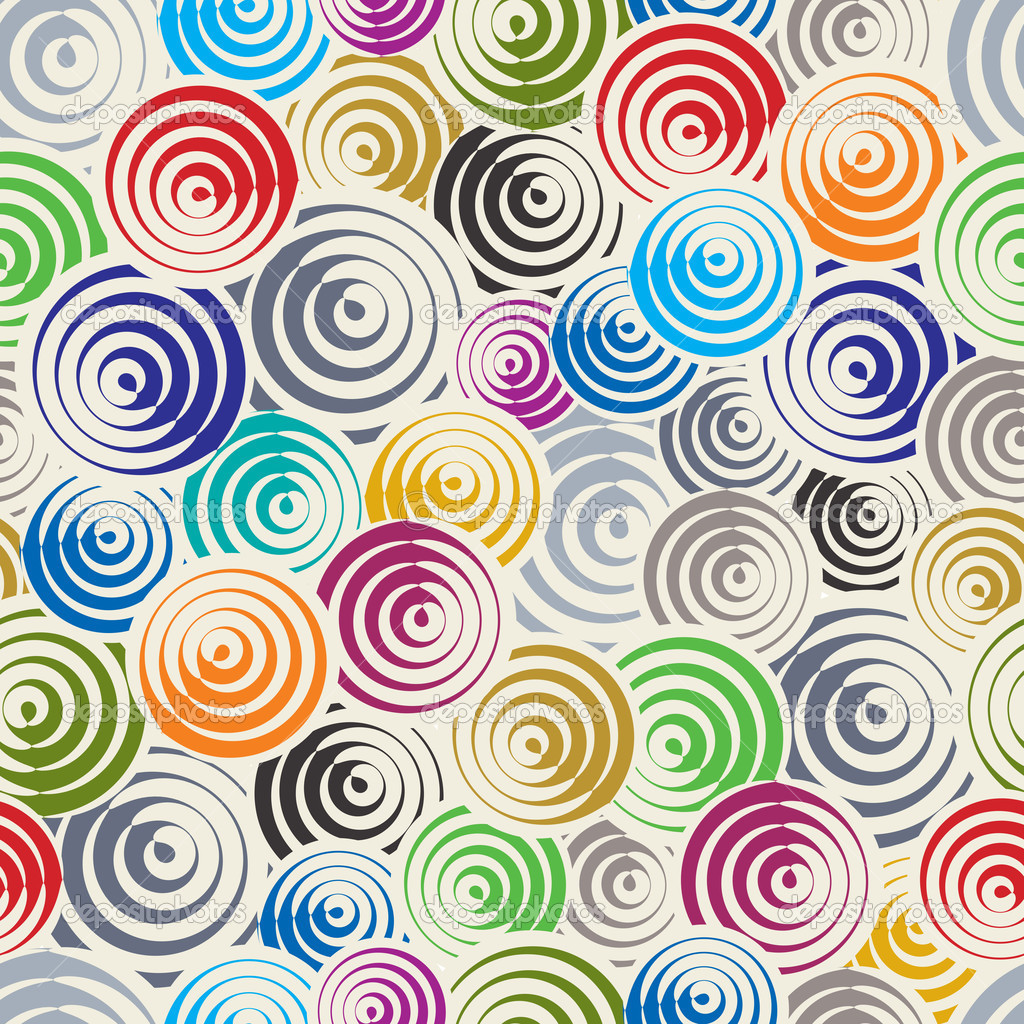 Funky circles retro style seamless pattern.