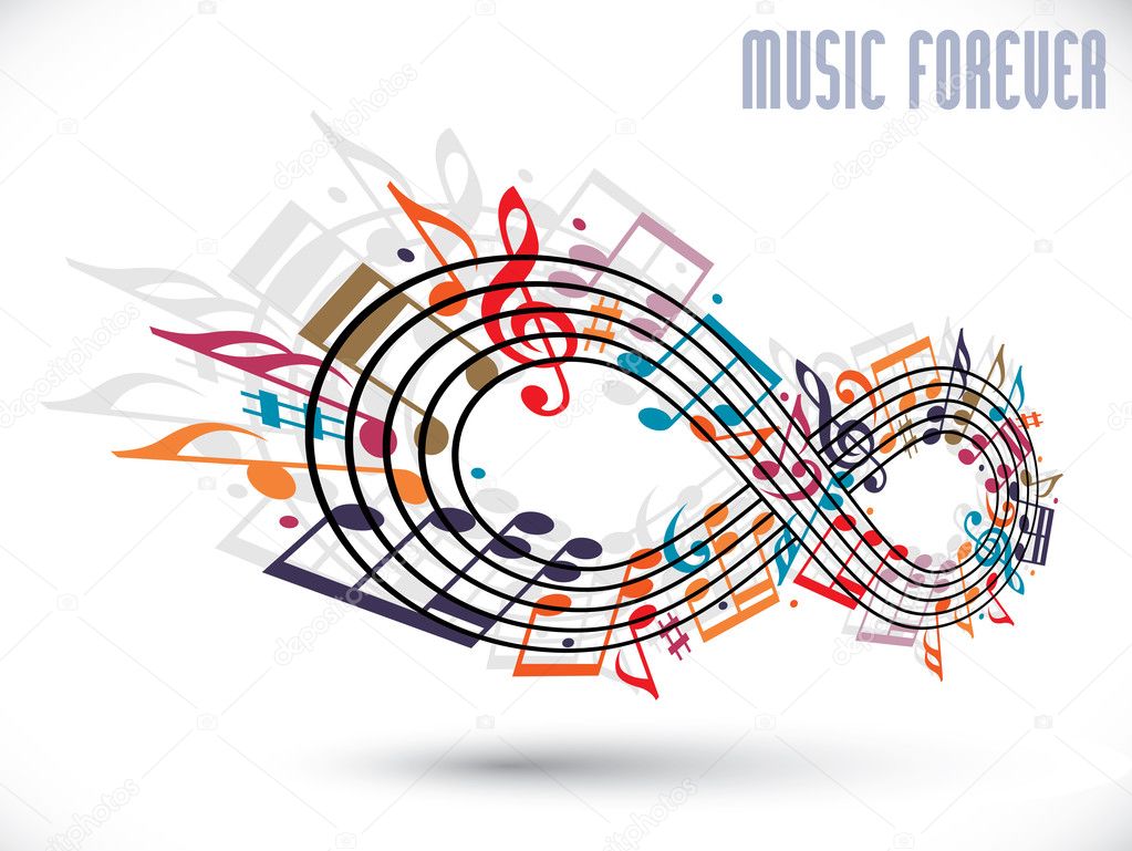 Forever music concept, infinity symbol made with musical notes a