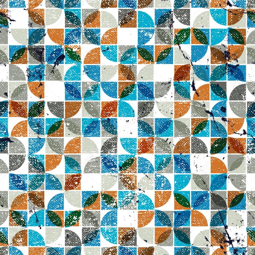 Old scratched and spotted mosaic seamless background, vector ret