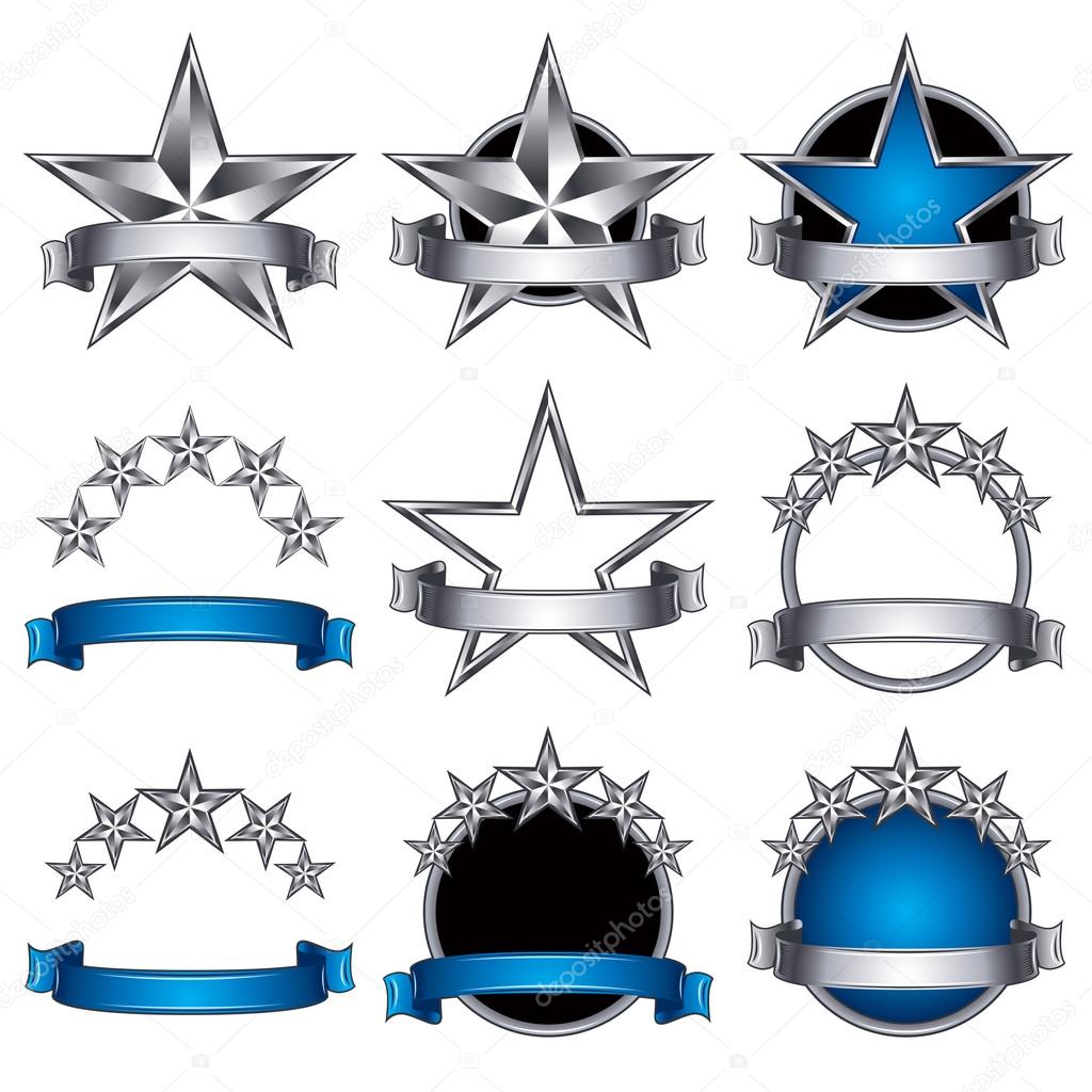 5 stars classic emblems set.