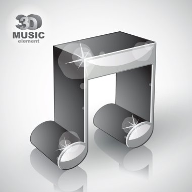 3D modern stil simgesi 3B mu izole, funky metalik Müzik Notası
