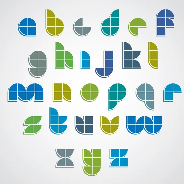 Caratteri geometrici semplici in stile digitale realizzati con quadrati . — Vettoriale Stock