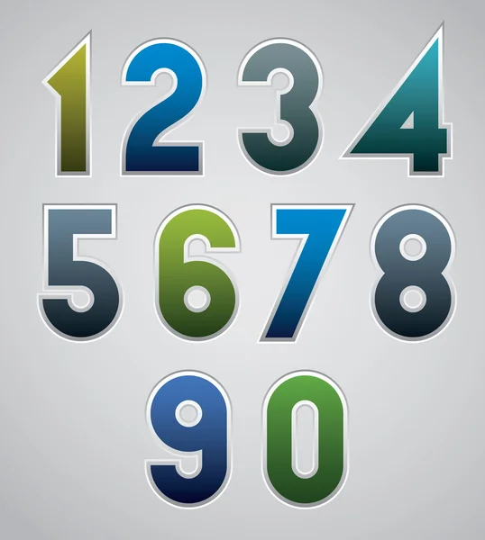 Векторные числа, жирные цифры, выполненные в стиле веб-кнопок . — стоковый вектор