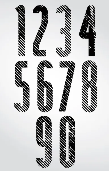 Tall poster headline numbers with halftone lines print texture. — Stock Vector