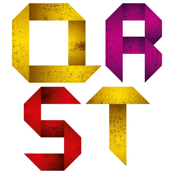 Origami abeceda písmena q r s t. — Stockový vektor