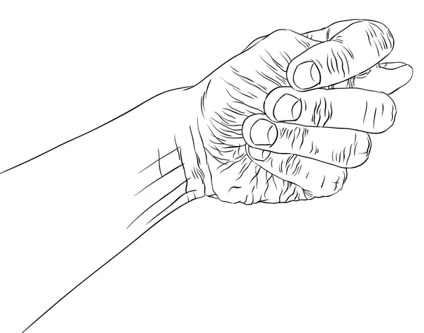 Signo de mano fig fico, líneas detalladas en blanco y negro vector illust — Vector de stock