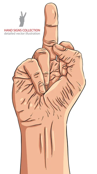 Mittelfinger-Handzeichen, detaillierte Vektorillustration. — Stockvektor